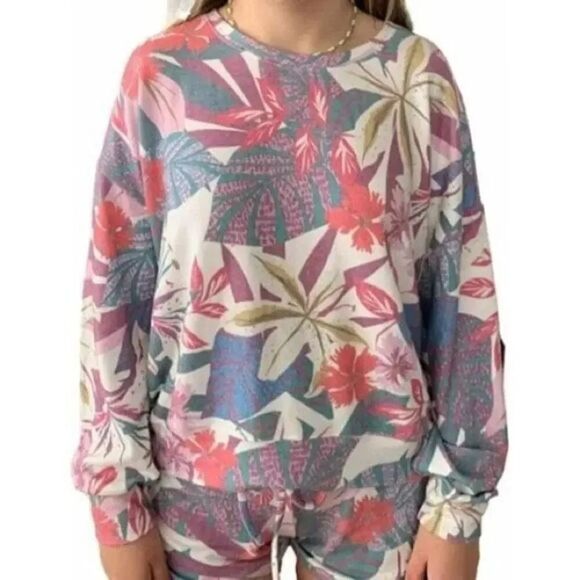 Sundry Tropical Raglan Long Sleeve Lightweight Crewneck Sweatshirt Size 3 (Large - Picture 1 of 5
